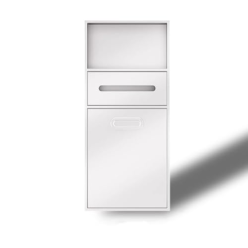 PA-DABAOO Badezimmer-Mülleimer, Ausklappbarer Mülleimerschrank, Duschnische Aus Edelstahl Mit Mülleimer, Aufbewahrungsregal Für Toilettenpapier Und Toilettenartikel,Weiß von PA-DABAOO