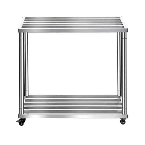 PA-DABAOO Doppellagiger Aquariumständer Aus Metall, Robuster Aquariumständer, Edelstahlrahmen, Universelles Raddesign, Beweglicher Wagen,60 * 40 * 50cm von PA-DABAOO