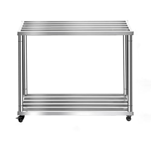 PA-DABAOO Doppellagiger Aquariumständer Aus Metall, Robuster Aquariumständer, Edelstahlrahmen, Universelles Raddesign, Beweglicher Wagen,80 * 40 * 50cm von PA-DABAOO