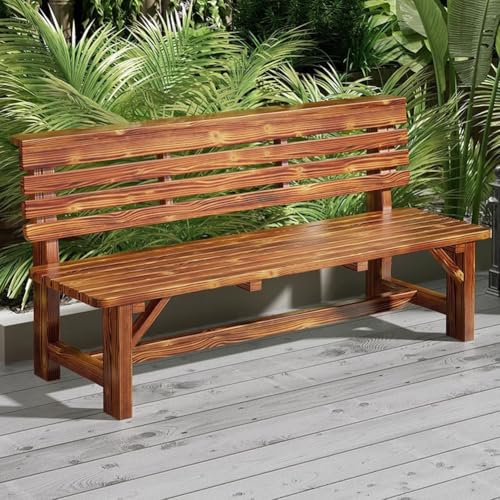 PA-DABAOO Einfache Gartenbank, Holzbank Für Den Außenbereich Mit Rückenlehne, 2-Sitzer-Möbel Für Die Veranda, Multifunktionaler Lattenstuhl Für Jedes Wetter, Lattensitz Für Den Balkon,Braun von PA-DABAOO