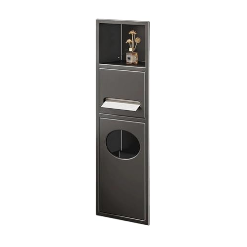 PA-DABAOO Eingebaute Nischen Aus Edelstahl, Versenktes Duschregal Mit Mülleimer, Multifunktionaler Aufbewahrungsschrank Für Toilettenpapier/Shampoo/Toilettenartikel,Gray 63cm von PA-DABAOO
