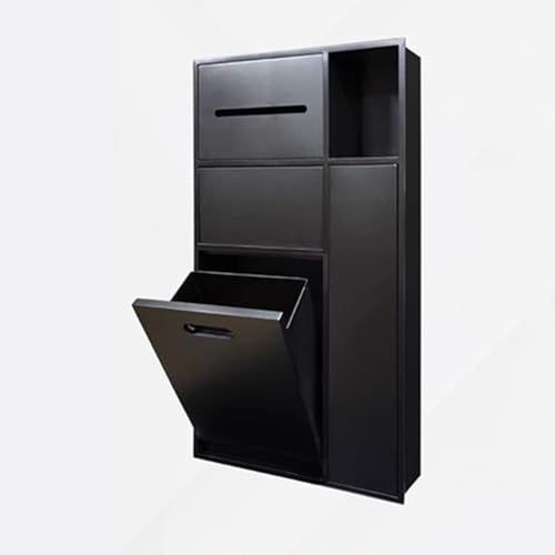 PA-DABAOO Eingelassener Toilettenpapierhalter, Mülleimernische, Duschnische Aus Edelstahl, Handtuchspender Fürs Badezimmer Mit Toilettenbürstenschrank, Toilettenbürstenhalter,Black 67cm von PA-DABAOO