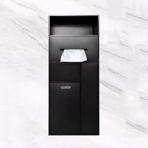 PA-DABAOO Eingelassener Toilettenpapierhalter, Mülleimernische, Duschnische Aus Edelstahl, Handtuchspender Fürs Badezimmer Mit Toilettenbürstenschrank, Toilettenbürstenhalter,Black 78cm von PA-DABAOO