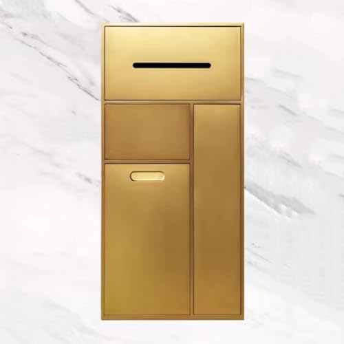 PA-DABAOO Eingelassener Toilettenpapierhalter, Mülleimernische, Duschnische Aus Edelstahl, Handtuchspender Fürs Badezimmer Mit Toilettenbürstenschrank, Toilettenbürstenhalter,Gold 65cm von PA-DABAOO