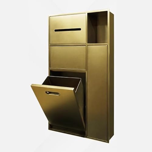 PA-DABAOO Eingelassener Toilettenpapierhalter, Mülleimernische, Duschnische Aus Edelstahl, Handtuchspender Fürs Badezimmer Mit Toilettenbürstenschrank, Toilettenbürstenhalter,Gold 67cm von PA-DABAOO