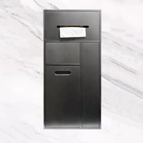 PA-DABAOO Eingelassener Toilettenpapierhalter, Mülleimernische, Duschnische Aus Edelstahl, Handtuchspender Fürs Badezimmer Mit Toilettenbürstenschrank, Toilettenbürstenhalter,Gray 65cm von PA-DABAOO