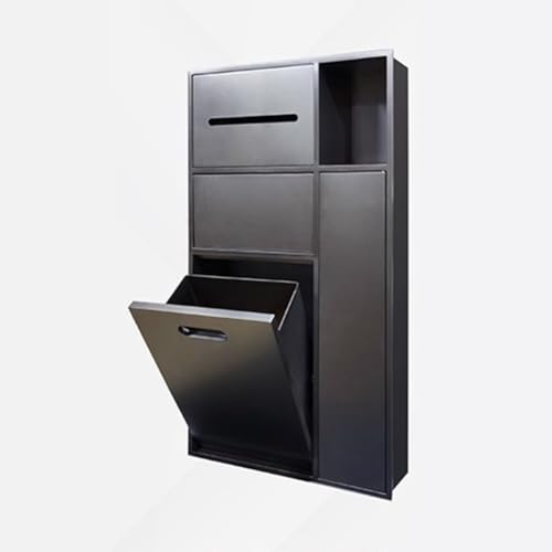 PA-DABAOO Eingelassener Toilettenpapierhalter, Mülleimernische, Duschnische Aus Edelstahl, Handtuchspender Fürs Badezimmer Mit Toilettenbürstenschrank, Toilettenbürstenhalter,Gray 67cm von PA-DABAOO