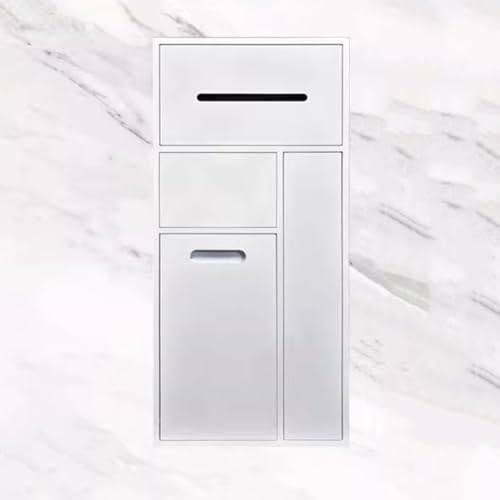 PA-DABAOO Eingelassener Toilettenpapierhalter, Mülleimernische, Duschnische Aus Edelstahl, Handtuchspender Fürs Badezimmer Mit Toilettenbürstenschrank, Toilettenbürstenhalter,White 65cm von PA-DABAOO