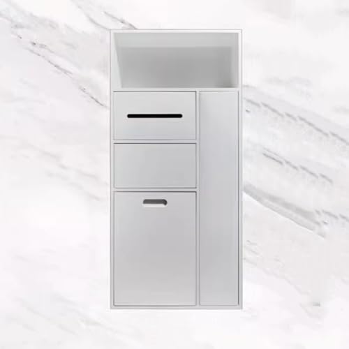 PA-DABAOO Eingelassener Toilettenpapierhalter, Mülleimernische, Duschnische Aus Edelstahl, Handtuchspender Fürs Badezimmer Mit Toilettenbürstenschrank, Toilettenbürstenhalter,White 86cm von PA-DABAOO