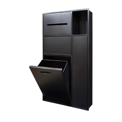 PA-DABAOO Eingelassenes Toilettenpapier-Aufbewahrungsregal, Edelstahlnischen Mit Mülleimer, Versteckter Mülleimer Neben Der Toilette, An Der Wand Montierter ,Black 67cm von PA-DABAOO