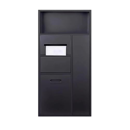 PA-DABAOO Eingelassenes Toilettenpapier-Aufbewahrungsregal, Edelstahlnischen Mit Mülleimer, Versteckter Mülleimer Neben Der Toilette, An Der Wand Montierter ,Black 86cm von PA-DABAOO