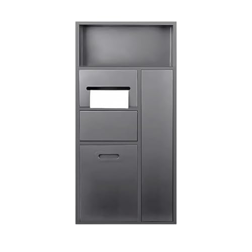 PA-DABAOO Eingelassenes Toilettenpapier-Aufbewahrungsregal, Edelstahlnischen Mit Mülleimer, Versteckter Mülleimer Neben Der Toilette, An Der Wand Montierter ,Gray 86cm von PA-DABAOO