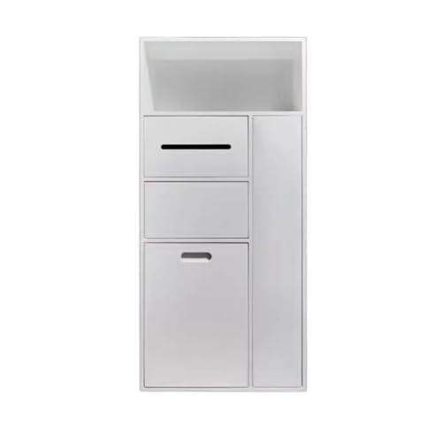 PA-DABAOO Eingelassenes Toilettenpapier-Aufbewahrungsregal, Edelstahlnischen Mit Mülleimer, Versteckter Mülleimer Neben Der Toilette, An Der Wand Montierter ,White 86cm von PA-DABAOO