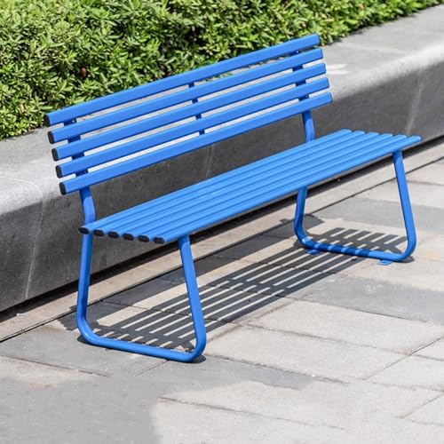 PA-DABAOO Gartenbank Mit Rückenlehne, Robuste Verandabank, Metallrahmen, Parksitzgelegenheiten Für 2–3 Personen, Loveseat-Park, Wetterfester Wegestuhl, Außenmöbeldekor,Blau von PA-DABAOO