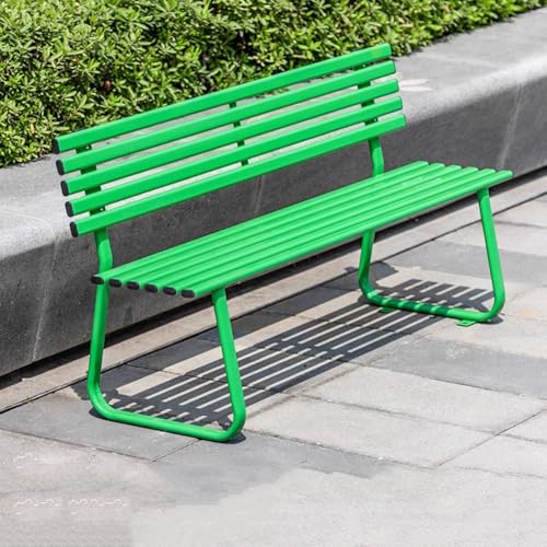 PA-DABAOO Gartenbank Mit Rückenlehne, Robuste Verandabank, Metallrahmen, Parksitzgelegenheiten Für 2–3 Personen, Loveseat-Park, Wetterfester Wegestuhl, Außenmöbeldekor,Grün von PA-DABAOO