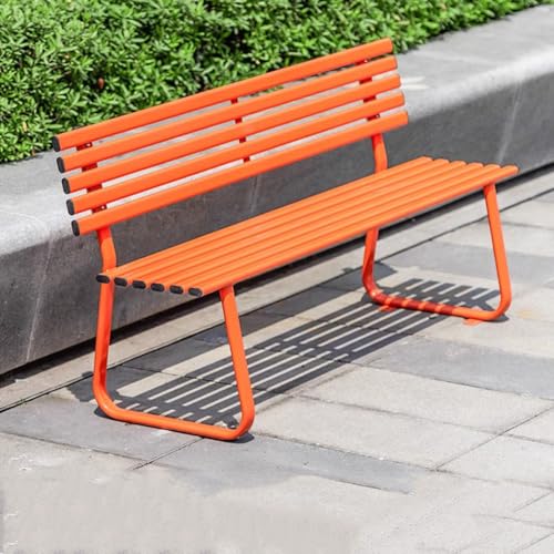 PA-DABAOO Gartenbank Mit Rückenlehne, Robuste Verandabank, Metallrahmen, Parksitzgelegenheiten Für 2–3 Personen, Loveseat-Park, Wetterfester Wegestuhl, Außenmöbeldekor,Orange von PA-DABAOO