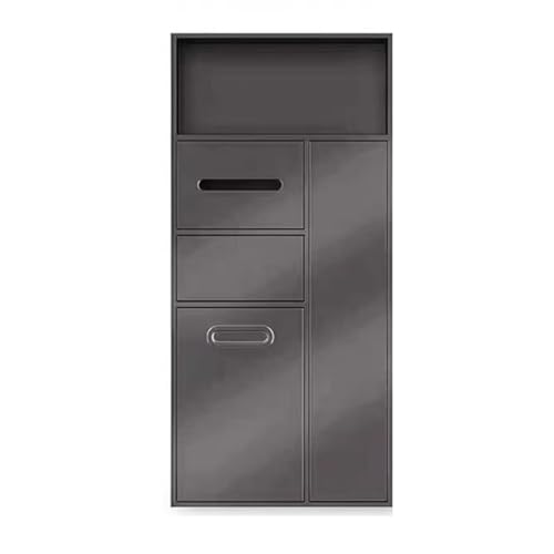PA-DABAOO Kommerzieller Edelstahl-Papierhandtuchspender Zum Einbauen, Edelstahl-Duschnische, Wandeinbauschrank, Mit Mülleimer Und Stauraum Für Badezimmer, Küche, Wohnzimmer,Grau von PA-DABAOO