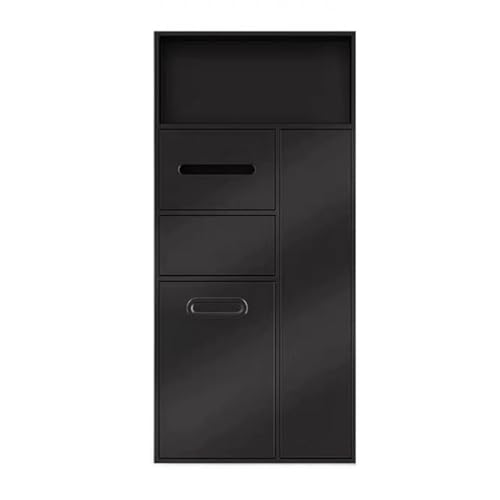 PA-DABAOO Kommerzieller Edelstahl-Papierhandtuchspender Zum Einbauen, Edelstahl-Duschnische, Wandeinbauschrank, Mit Mülleimer Und Stauraum Für Badezimmer, Küche, Wohnzimmer,Schwarz von PA-DABAOO