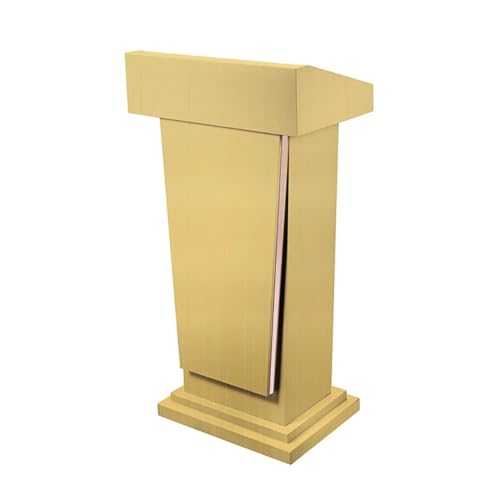 PA-DABAOO Konferenzpodium Aus Metall, Stehende Kirchenkanzel Mit Dreistufigem Stauraum, Mehrzweckkanzel Für Moderne Klassenzimmer, Konzerte, Hochzeiten, Konferenzveranstaltungen,Gold von PA-DABAOO