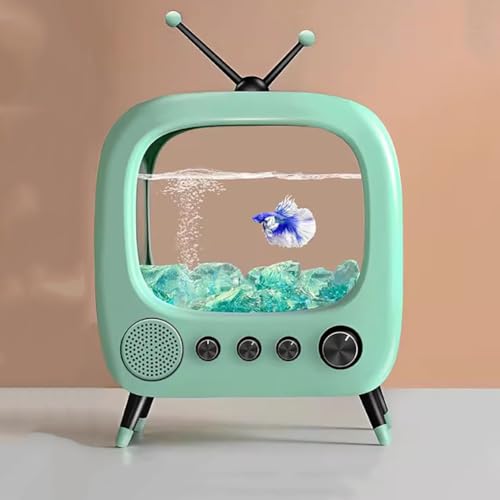 PA-DABAOO Mini-Aquarium, Realistisches TV-Styling, Kleines Starter-Set Für Kampffischbecken, Tischfischglas Für Die Schreibtischanzeige Mit Lichtern, Hilft Katzen,Green a PA-DABAOO Mini-Aquarium, Realistisches TV-Styling, Kleines Starter-Set Für Kampffischbecken, Tischfischglas Für Die Schreibtischanzeige Mit Lichtern, Hilft Katzen,Green a von PA-DABAOO