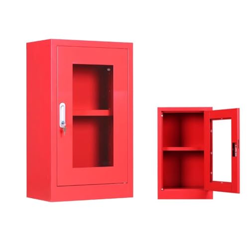 PA-DABAOO Robuster Feuerlöscherschrank, Feuerlöscherkasten Aus Metall, Feuerlöscheraufbewahrung Mit Glasfenster, Abschließbares Design, Große Lagerkapazität,Red 75*45*26cm von PA-DABAOO
