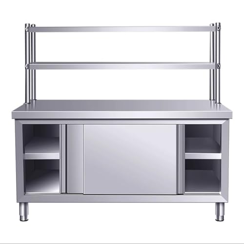 PA-DABAOO Stahl-Vorbereitungstisch Mit Schrank, Gewerblicher Arbeitstisch Mit Schiebetüren, Robuste Werkbank Mit 2-Stufigen Regalen, Multifunktionaler Allzweck-Vorbereitungstisch,150cm PA-DABAOO Stahl-Vorbereitungstisch Mit Schrank, Gewerblicher Arbeitstisch Mit Schiebetüren, Robuste Werkbank Mit 2-Stufigen Regalen, Multifunktionaler Allzweck-Vorbereitungstisch,150cm von PA-DABAOO