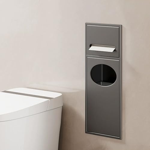 PA-DABAOO Wandregal-Organizer Für Das Badezimmer, Edelstahlnische Für Die Dusche, Toilettenpapierhalter Mit Mülleimer, Handtuchspender Mit Toilettenbürstenschrank,Gray 52cm von PA-DABAOO