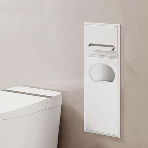 PA-DABAOO Wandregal-Organizer Für Das Badezimmer, Edelstahlnische Für Die Dusche, Toilettenpapierhalter Mit Mülleimer, Handtuchspender Mit Toilettenbürstenschrank,White 52cm von PA-DABAOO