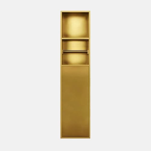 PA-DABAOO Wandschrank Für Versenkten Toilettenpapierhalter, Badezimmernische Aus Edelstahl, Übermontierter Toilettenpapierhalter, Mit Spender Und Aufbewahrung,Gold 80cm von PA-DABAOO