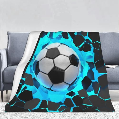 PAAHRYI Fußball Motiv Kinder Kuscheldecke,3D-Fußball Sport Thema Jungen Teenager Flanelldecke,Zimmer Decor Decken,Tagesdecke,Geschenk Decke (130 x 150 cm, A) von PAAHRYI