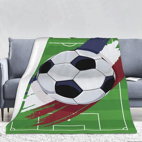 PAAHRYI Fußball Motiv Kinder Kuscheldecke,3D-Fußball Sport Thema Jungen Teenager Flanelldecke,Zimmer Decor Decken,Tagesdecke,Geschenk Decke (150 x 200 cm, B) von PAAHRYI