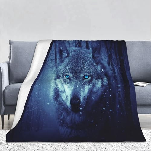 PAAHRYI Wolfsmuster Decke,3D Drucken Wald Wild Tier Wolf Flauschig Decke,bequem und atmungsaktiv,Decke Klimatisierte Sofadecke,Camping für Erwachsene Kinder (130 x 150 cm, A) von PAAHRYI