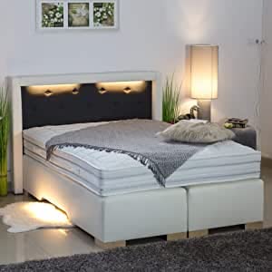 Boxspringbett Paris Night | Anti-Rutschmatten | LED | Royal-WS® Taschenfederkern-Matratze mit integriertem GELAX® Topper Kern - Jedes Bett EIN Unikat - Made in Germany(120 x 200 cm) von PAARA