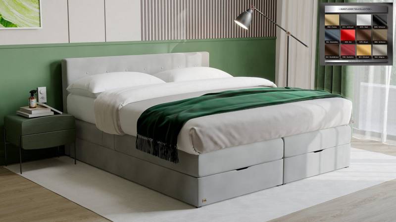 PAARA Boxspringbett 40GK mit Bettkasten Kopfteil verstellbar Stauraum, inkl. Matratze und Topper, mit einzigartigem Belüftungssystem von PAARA