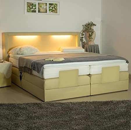 PAARA Boxspringbett Barcelona GM | 10.000 Newton Motorleistung | LED | Antirutsch-Matten | Taschenfederkern Matratze | Kaltschaum Topper | Jedes Bett EIN Unikat - Made in Germany (200 x 200 cm) von PAARA