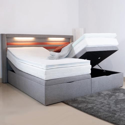 PAARA Boxspringbett Barcelona II LED|Bettkasten|Matratze| Topper Komplettset- Made in Germany (Farbe und Härtegrad (H2 - H4) Frei Wählbar - Bitte Nach Bestellung Per Nachricht Mitteilen, 200 x 220 cm) von PAARA