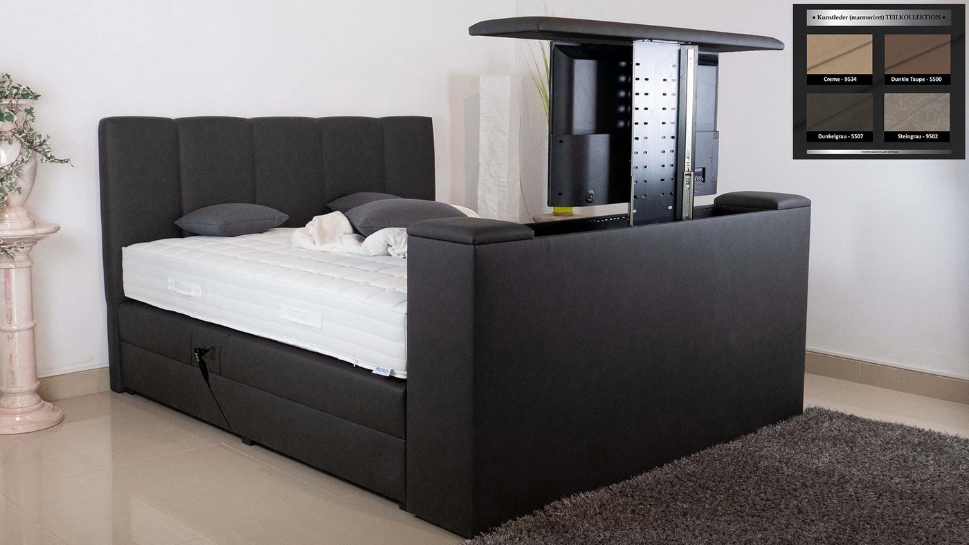 PAARA Boxspringbett Chicago elektrisch verstellbar mit Motor + TV Lift, mit einzigartigem Belüftungssystem PAARA Boxspringbett Chicago elektrisch verstellbar mit Motor + TV Lift, mit einzigartigem Belüftungssystem von PAARA