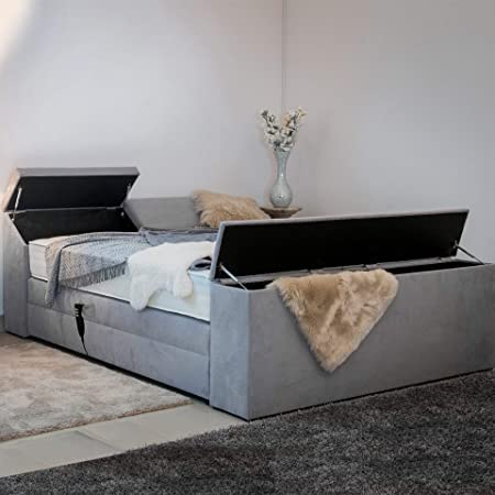 PAARA Boxspringbett Dubai GM | 10.000 Newton Motorleistung | Truhen | Antirutsch-Matten | Royal-WS® Taschenfederkern Matratze mit GELAX® Topper Kern | Made in Germany (140 x 200 cm) von PAARA