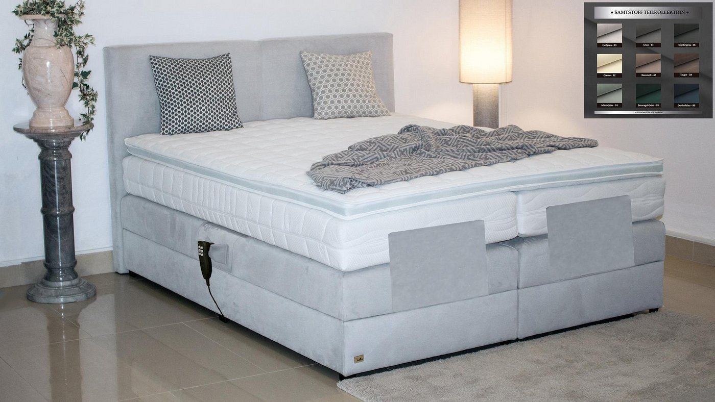 PAARA Boxspringbett Montana elektrisch verstellbar mit Motor alles, inkl. Matratze und Topper, mit einzigartigem Belüftungssystem von PAARA