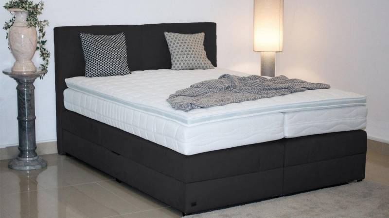 PAARA Boxspringbett Montana mit Bettkasten Kopfteil Stauraum H2 H3, inkl. Matratze und Topper, mit einzigartigem Belüftungssystem von PAARA