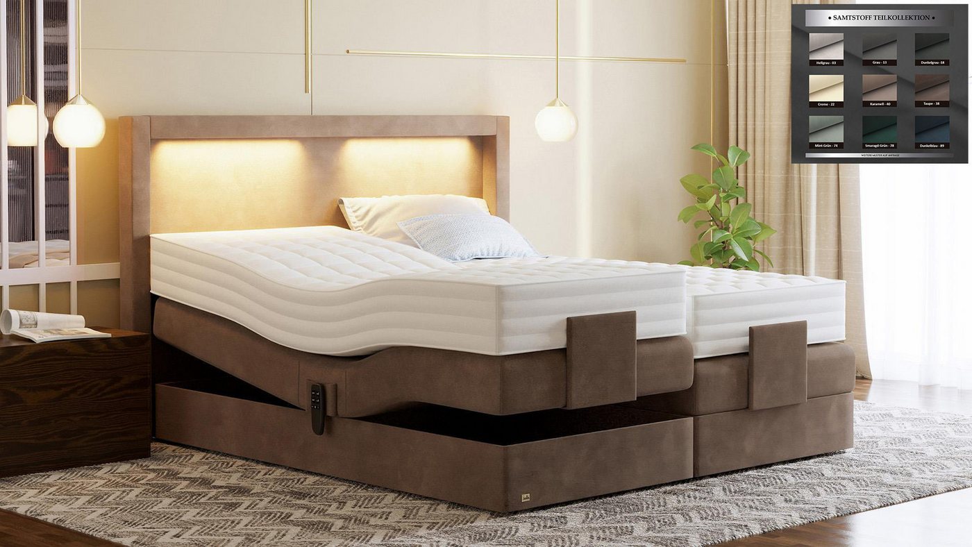 PAARA Boxspringbett elektrisch verstellbar mit LED mit Matratze - Modell Barcelona, mit einzigartigem Belüftungssystem PAARA Boxspringbett elektrisch verstellbar mit LED mit Matratze - Modell Barcelona, mit einzigartigem Belüftungssystem von PAARA