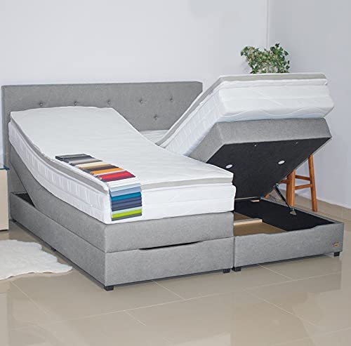 PAARA Boxspringbett mit Bettkasten Anti-Rutschmatten Taschenfederkern Matratze Kaltschaum Topper Komplettset - Jedes Bett EIN Unikat - Made in Germany (100 x 190 cm) von PAARA