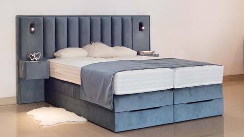 PAARA Boxspringbett mit Nachttischen und Bettkasten, inkl. Matratze mit Topper, Modell Mailand K (Farbe und Härtegrad (H2 - H4) Frei Wählbar - Bitte Nach Bestellung Per Nachricht Mitteilen, 200x200) von PAARA