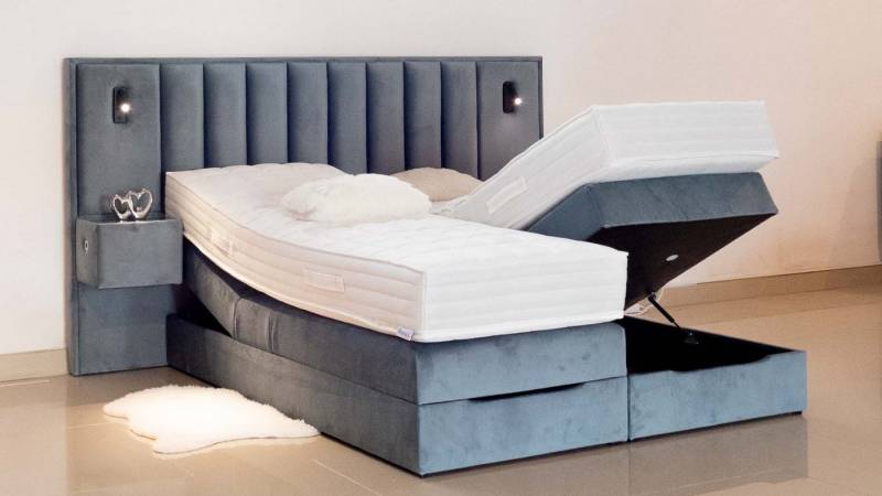 PAARA Boxspringbett mit USB und Beleuchtung, mit Bettkasten und Nachttischen, mit innovativem Belüftungssystem von PAARA