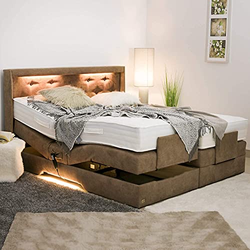 PAARA Luxus Boxspringbett Paris Night GM | 10.000 Newton Motorleistung | LED | Antirutsch-Matten | Royal-WS® Taschenfederkern Matratze mit GELAX® Topper Kern | Made in Germany (120 x 190 cm) von PAARA