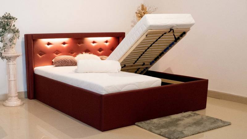 PAARA Polsterbett Paris 404GK mit Bettkasten Kopfteil verstellbar mit alles Farbwahl LED von PAARA