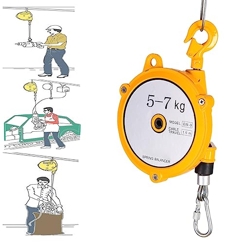 1 Stück Federzugwerkzeug mit 1,5 m Drahtseil und Haken – Einstellbare Spannung for Werkstatt, Automobil und Fließband(5-7kg) von PAAWBW