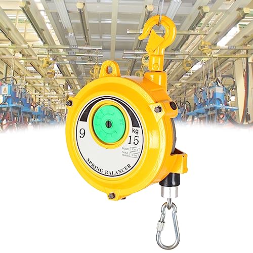 1 Stück verstellbarer Federzug mit 1,5 m Kabel und Haken – einziehbarer Werkzeughalter for Werkstatt und Industrie in Gelb(9-15kg) von PAAWBW