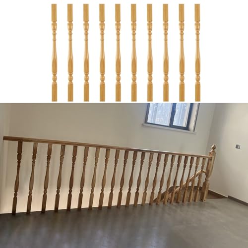 Holzbaluster for Treppen im Innen- und Außenbereich, 37,4/33,5 Zoll for den Hausgartenkorridor (1/5/10/20er-Pack)(95cm/37.4in 10 Pack) von PAAWBW