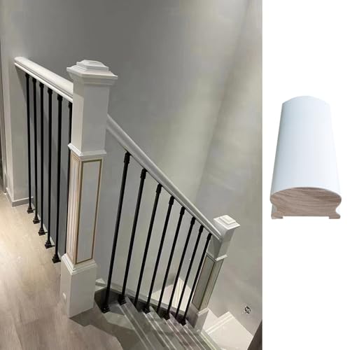 PAAWBW Treppengeländer for drinnen und draußen – Metallbaluster, Holzhandlauf for den Hausgartenkorridor(Wood Handrail Length 183cm) von PAAWBW